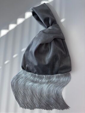 Velvet Wristlet Knot gray Mini fringe Bag clutch